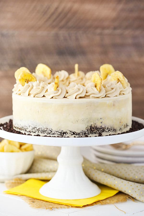 Banana Mocha Chocolate Ice Cream Cake decorated