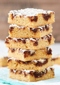 stack of Cinnamon Roll Blondies