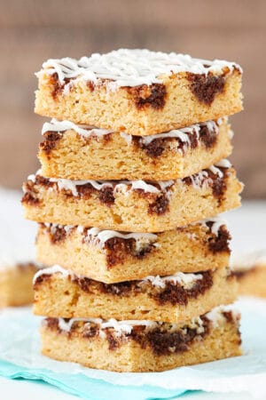stack of Cinnamon Roll Blondies