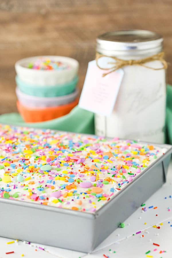 Homemade Vanilla Cake Mix in pan