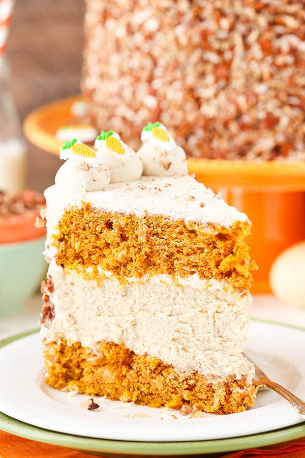 Image of Carrot Cake Cheesecake Cake on a Plate