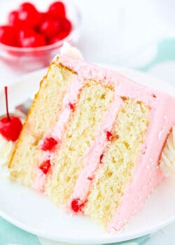 slice of Cherry Almond Layer Cake