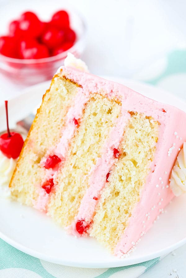 slice of Cherry Almond Layer Cake