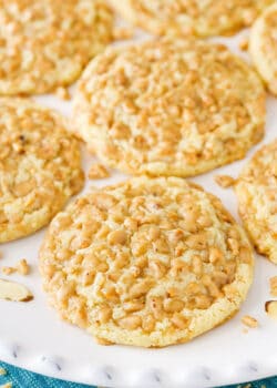 Toffee Almond Cookies on plate