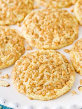 Toffee Almond Cookies on plate