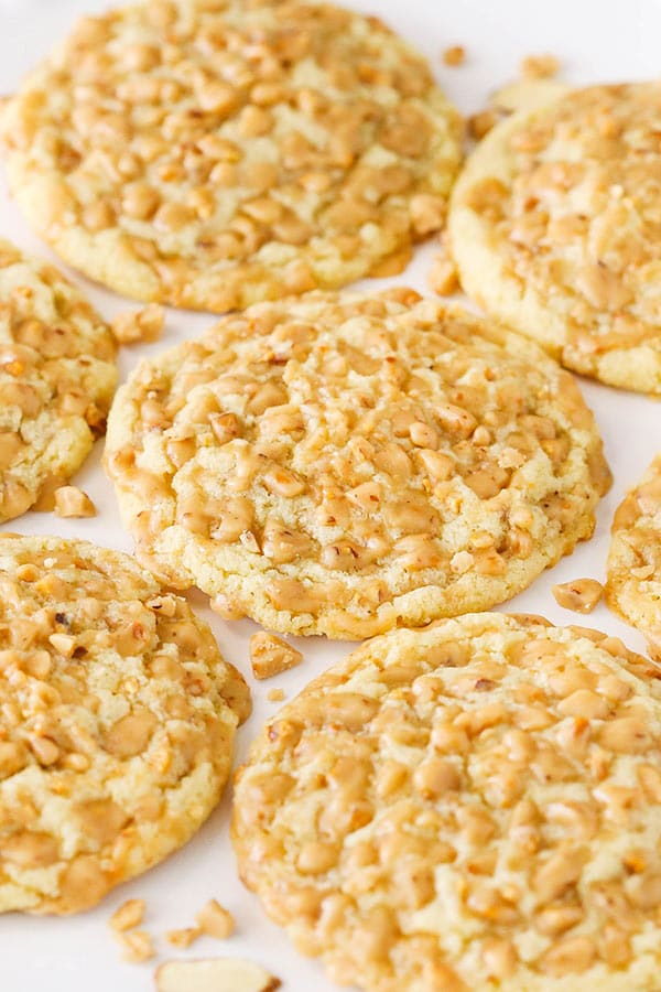 Gluten Free Toffee Almond Cookies - So good you won't even know they're gluten free! Soft and full of flavor!