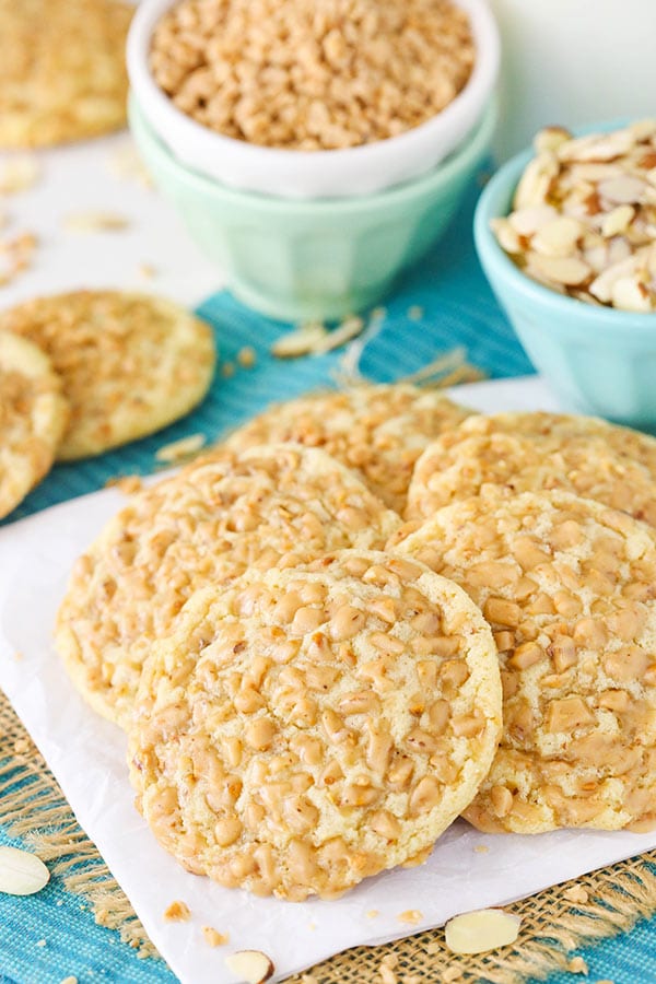 Gluten Free Toffee Almond Cookies - So good you won't even know they're gluten free! Soft and full of flavor!