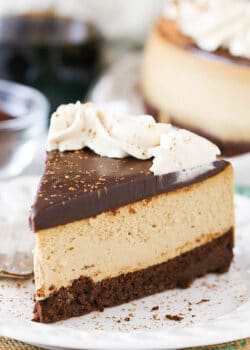 slice of Kahlua Coffee Brownie Cheesecake