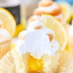 image of inside of Lemon Meringue Cupcakes