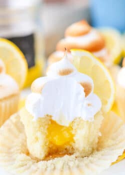 image of inside of Lemon Meringue Cupcakes