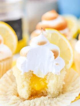 image of inside of Lemon Meringue Cupcakes