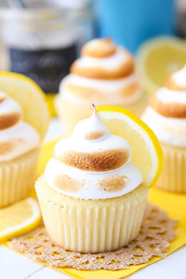 close up of Lemon Meringue Cupcakes