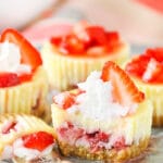 Mini Strawberry Cheesecake cut in half