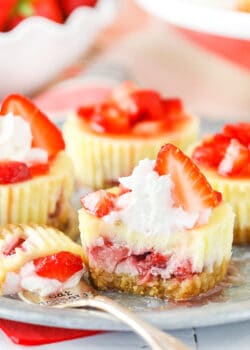 Mini Strawberry Cheesecake cut in half