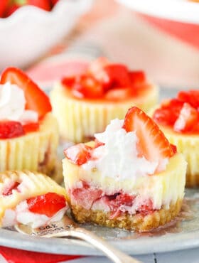 Mini Strawberry Cheesecake cut in half