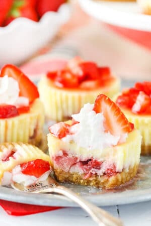 Mini Strawberry Cheesecake cut in half