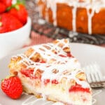 Slice of Strawberry Snack Cake on plate