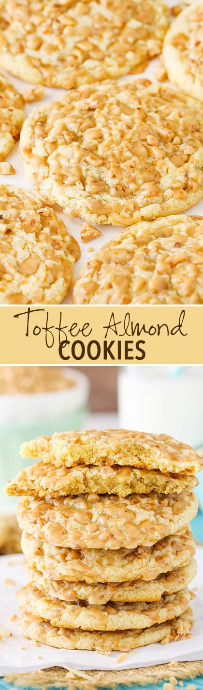 Gluten Free Toffee Almond Cookies - So good you won't even know they're gluten free! Soft and full of flavor!