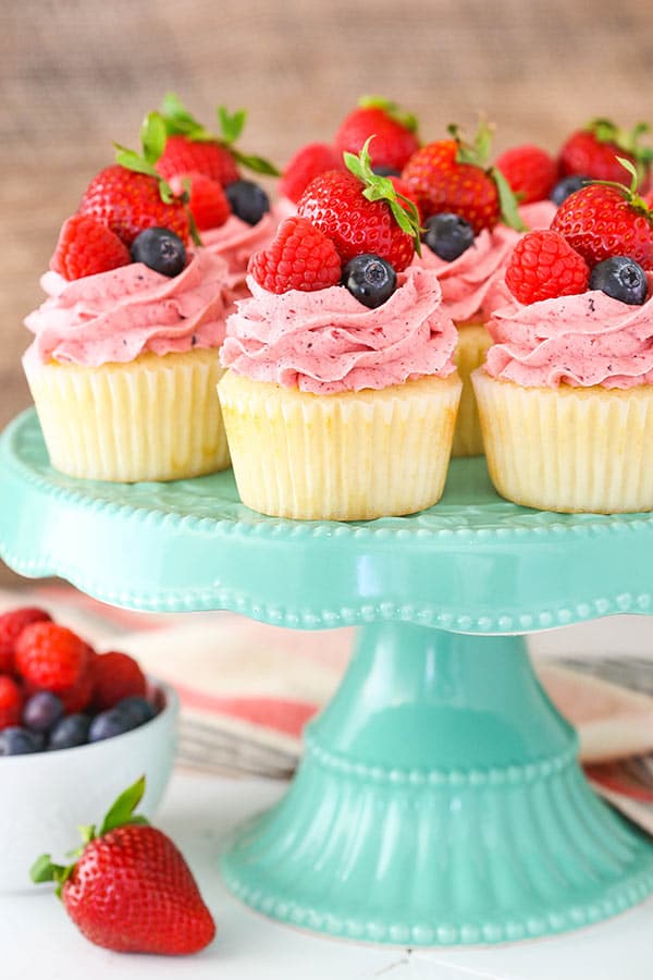 Berries and Cream Cupcakes decorated