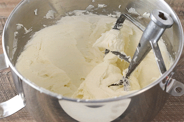 vanilla buttercream in mixer