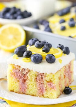 Image of Lemon Blueberry Poke Cake slice