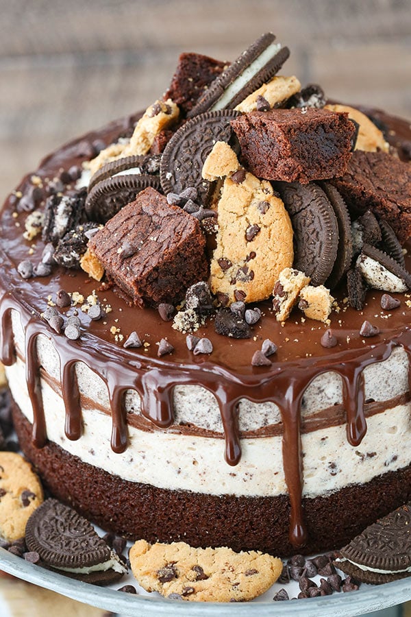 Homemade Oreo Brookie Ice Cream Cake