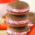 Image of Strawberry Chocolate Cookie Sandwiches, Stacked