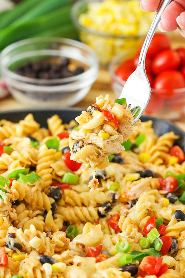 Arizona Chicken Pasta bite on a fork