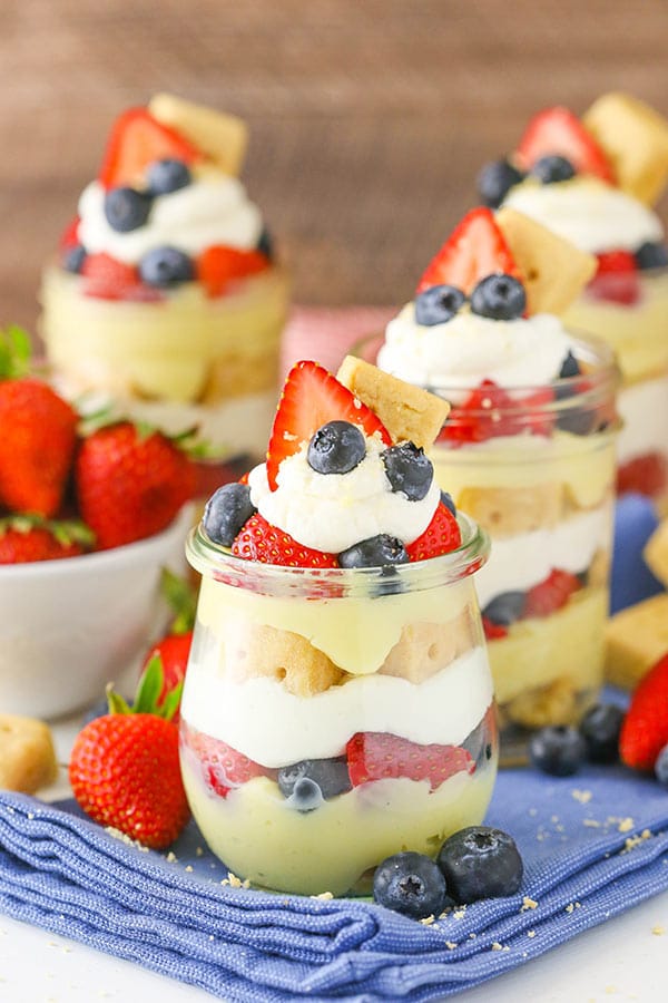 Homemade Berry Custard Trifles in a Jar