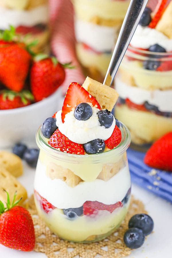 Berry Custard Trifles in a Jar with fresh fruit