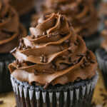 close up of Moist Homemade Chocolate Cupcake