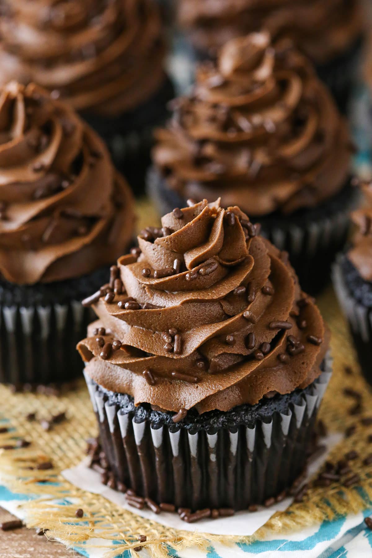 Moist Homemade Chocolate Cupcake with chocolate frosting