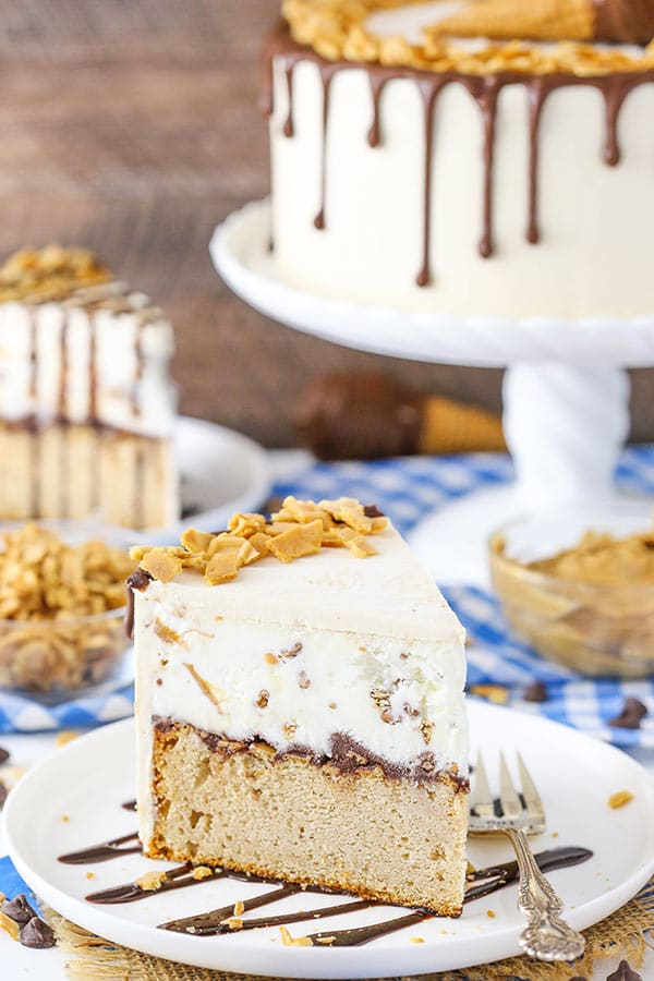 Peanut Butter Chocolate Ice Cream Cone Cake slice