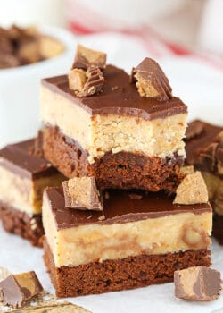 image of Ultimate Peanut Butter Fudge Brownies with bite taken out