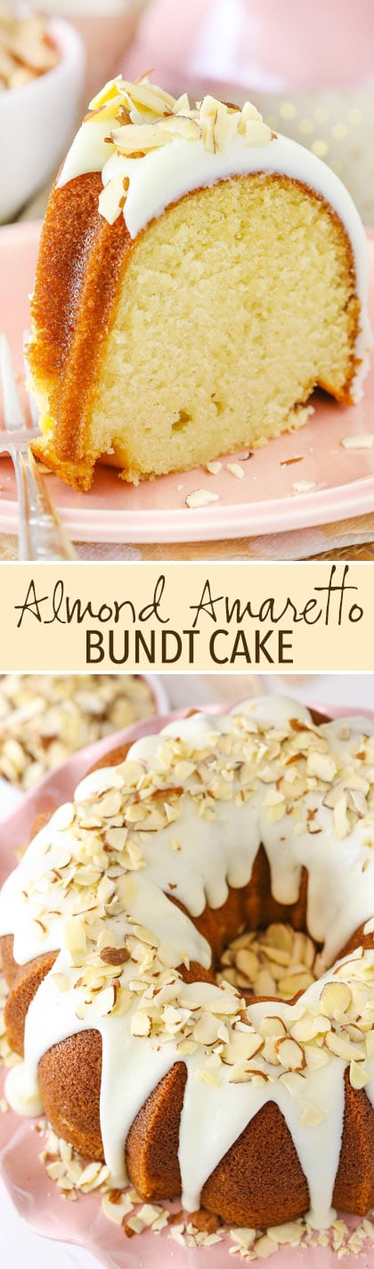 Almond Amaretto Bundt Cake! Soft, moist and full of amaretto almond flavor!