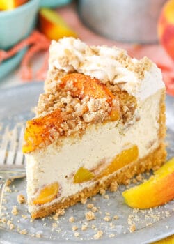 Bourbon Peach Streusel Cheesecake slice