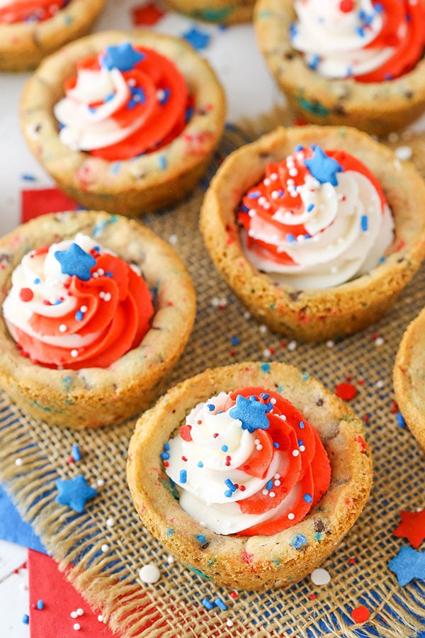 Patriotic July 4th Chocolate Chip Cookie Cups recipe