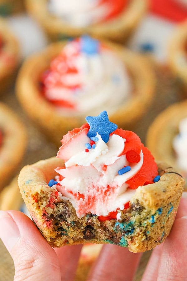 July 4th Chocolate Chip Cookie Cups holiday dessert