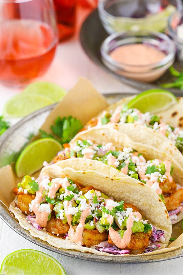 Mexican Spicy Sriracha Shrimp Tacos