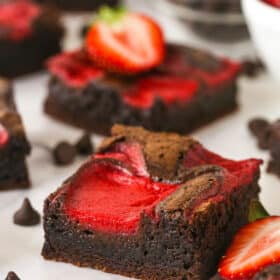 Close up of a strawberry brownie