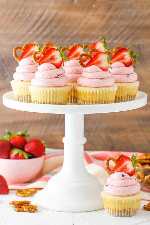 Decorated Strawberry Pretzel Salad Cupcakes