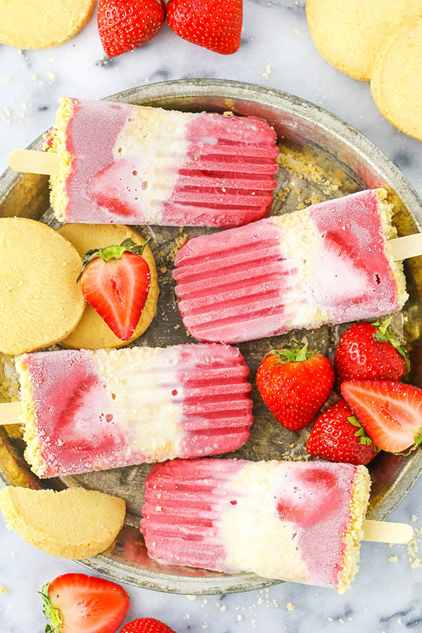 Homemade Strawberry Shortcake Popsicles