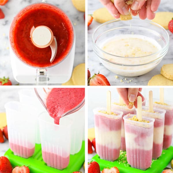 How to make Strawberry Shortcake Popsicles collage