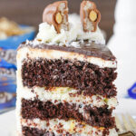 upright image of Almond Joy Layer Cake on plate