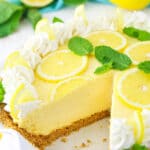 image of Lemon Mascarpone Cream Pie with slice removed