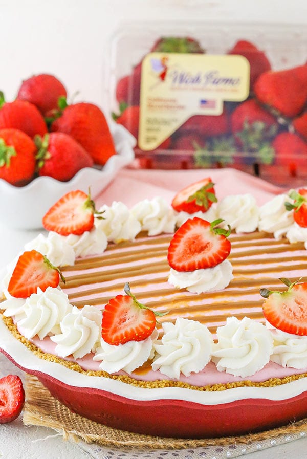 Image of a Strawberry Dulce De Leche Ice Cream Pie in a Pie Tin