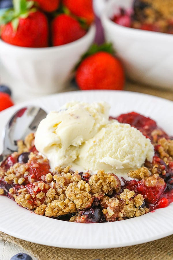 Triple Berry Crisp with ice cream