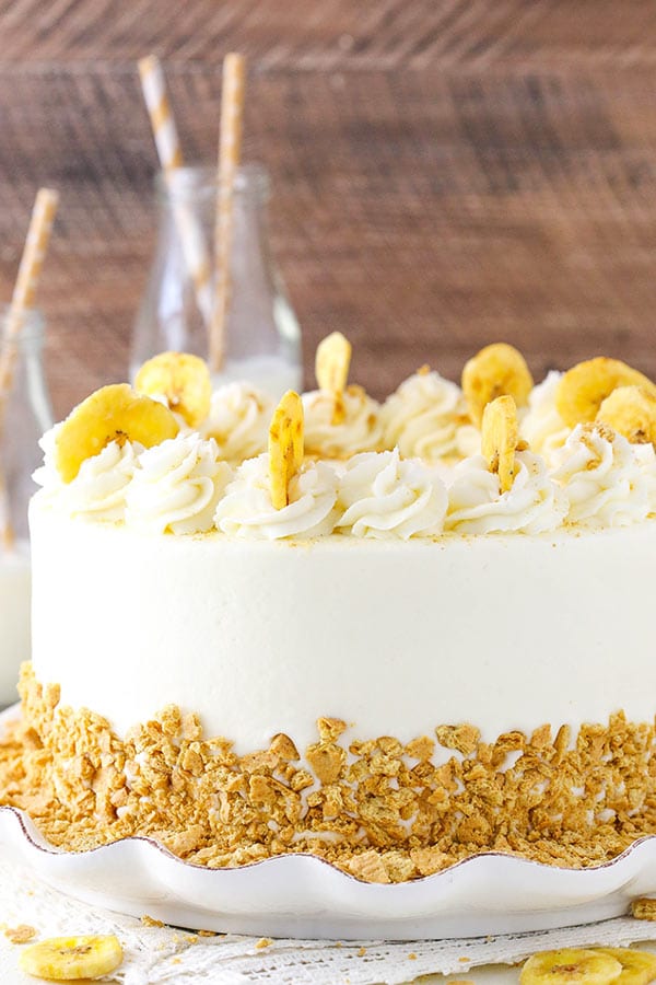 Banana Cream Layer Cake - moist banana cake layers filled with fresh vanilla pastry cream! Love it!