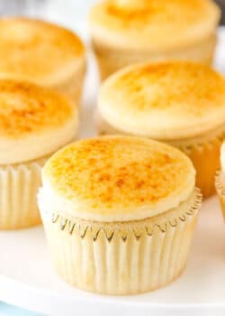 close up image of Creme Brûlée Cupcakes