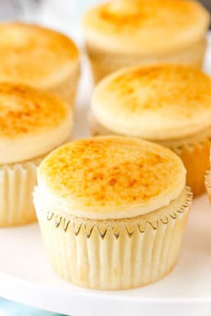 close up image of Creme Brûlée Cupcakes